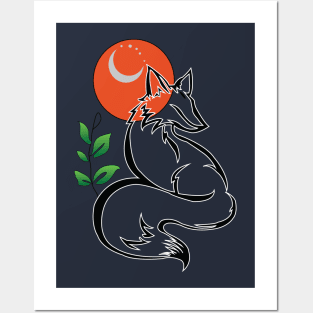 Moon light Fox Design Posters and Art